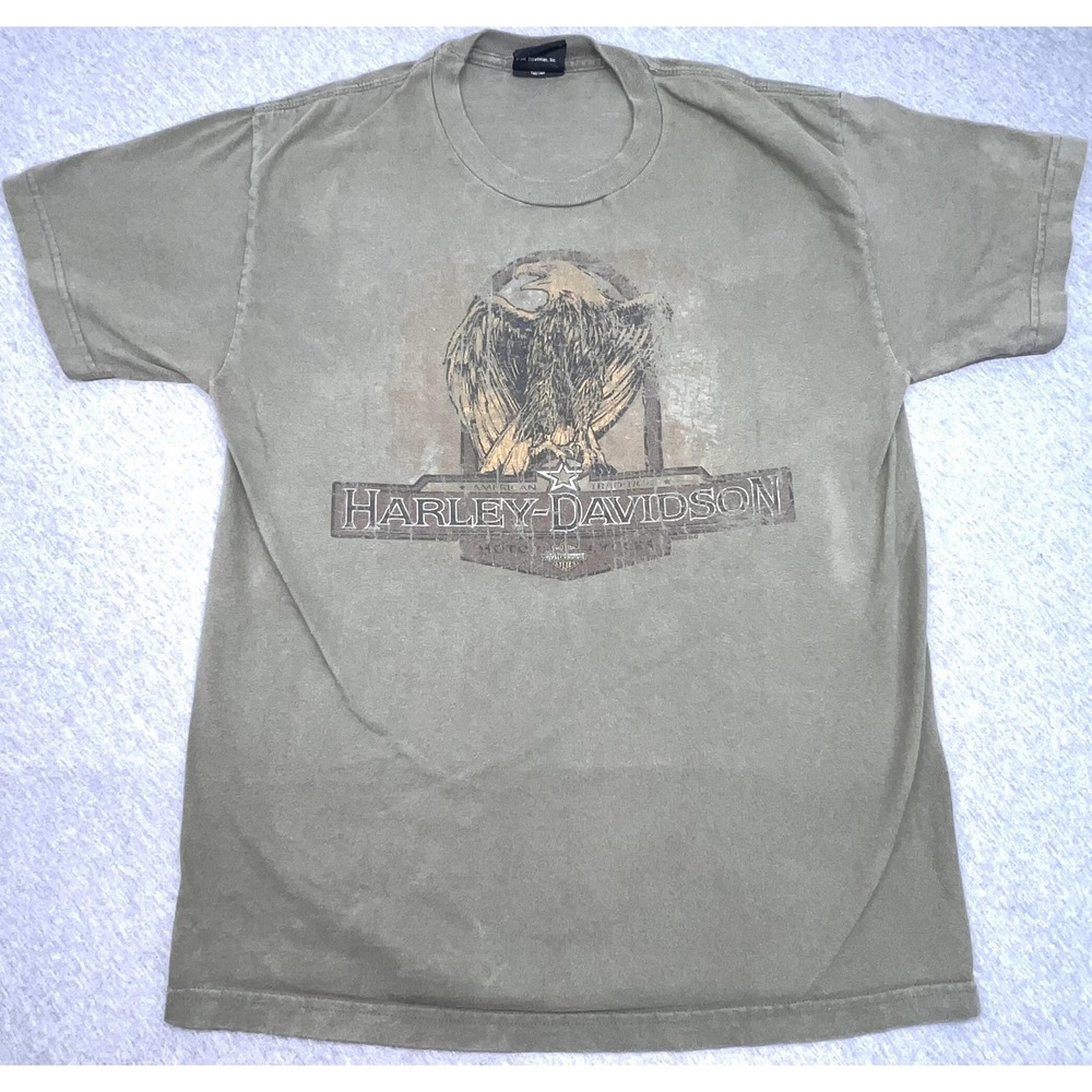 Harley Davidson Shirt Mens‎ Large Green Pikes Peak Colorado Springs Eagle Biker